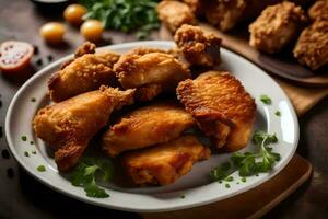 chicken wings on a plate. AI-Generated photo