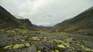 khibiny montagnes sur une nuageux journée. vue de umbozerski passer. Russie. temps laps video