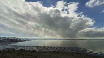 Antelope Island State Park. Utah, USA. Moving Clouds. Time Lapse video