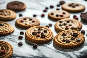 cookies on a marble counter top. AI-Generated photo