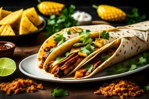 mexican food with corn tortillas and vegetables. AI-Generated photo