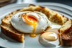 a poached egg on toast. AI-Generated photo