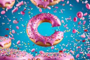 the letter c is surrounded by pink donuts. AI-Generated photo