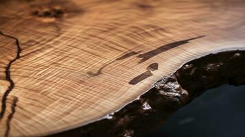 Detail Shot of Live Edge Wooden Coffee Table. AI Generated photo