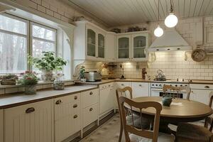 kitchen in the 20th-century Scandinavian style.AI Generated photo