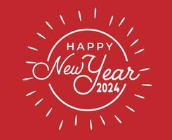 Happy New Year 2024 Holiday Abstract White Design Vector Logo Symbol Illustration With Red Background