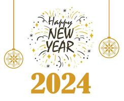 Happy New Year 2024 Holiday Abstract Brown And Yellow Design Vector Logo Symbol Illustration