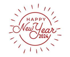 Happy New Year 2024 Holiday Abstract Red Design Vector Logo Symbol Illustration