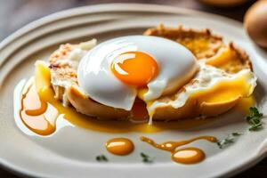 an egg on toast with a slice of cheese. AI-Generated photo