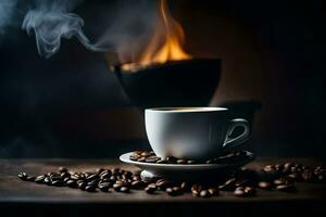 coffee, coffee beans, coffee, cup, cup of coffee, coffee beans, coffee beans. AI-Generated photo