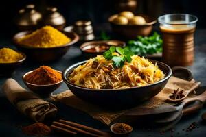 indian food in a bowl. AI-Generated photo