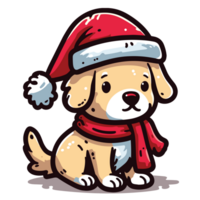 Beautiful Dog Wearing Santa Hat Clipart - Ai Generative png
