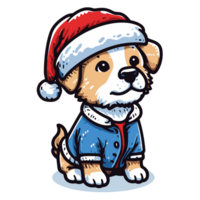 hermosa perro vistiendo Papa Noel sombrero clipart - ai generativo png