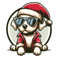 magnifique chien portant Père Noël chapeau clipart - ai génératif png