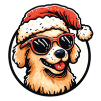 Beautiful Dog Wearing Santa Hat Clipart - Ai Generative png