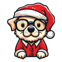 magnifique chien portant Père Noël chapeau clipart - ai génératif png