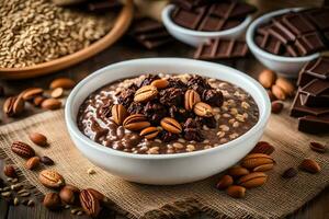 chocolate oats with nuts and chocolate. AI-Generated photo
