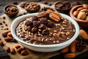 chocolate oats with nuts and nuts. AI-Generated photo