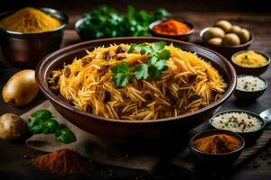 indian food in a bowl. AI-Generated photo