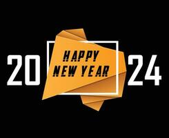 Happy New Year Holiday Abstract Brown And White Design Vector Logo Symbol Illustration With Black Background