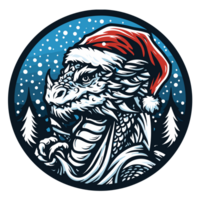dragon portant Père Noël chapeau - ai génératif png