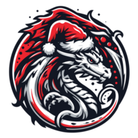 Dragon Wearing Santa Hat - Ai Generative png