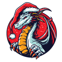 dragon portant Père Noël chapeau - ai génératif png