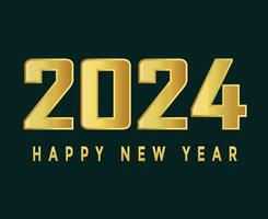 Happy New Year Holiday Abstract Gold Design Vector Logo Symbol Illustration With Green Background