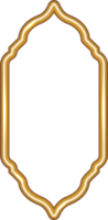 Ramadan golden frame. Islamic window shape. Arabic arch. Muslim vintage border for design. Indian decoration in oriental style. png