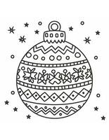 black and white coloring page for children with a Christmas tree bauble photo