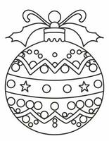 black and white coloring page for children with a Christmas tree bauble photo
