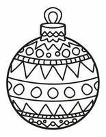 black and white coloring page for children with a Christmas tree bauble photo