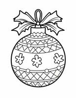 black and white coloring page for children with a Christmas tree bauble photo