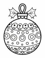 black and white coloring page for children with a Christmas tree bauble photo