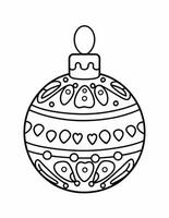 black and white coloring page for children with a Christmas tree bauble photo