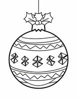 black and white coloring page for children with a Christmas tree bauble photo