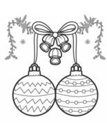 black and white coloring page for children with a Christmas tree bauble photo