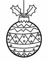 black and white coloring page for children with a Christmas tree bauble photo