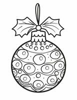 black and white coloring page for children with a Christmas tree bauble photo