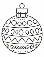 negro y blanco colorante página para niños con un Navidad árbol chuchería foto