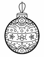 black and white coloring page for children with a Christmas tree bauble photo