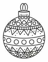 black and white coloring page for children with a Christmas tree bauble photo