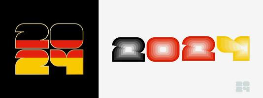 Year 2024 with flag of Germany and in color palate of Germany flag. Happy New Year 2024 in two different style. vector