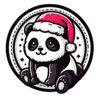 Beautiful Christmas Panda Wearing Santa Hat - Ai Generative png