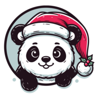 Beautiful Christmas Panda Wearing Santa Hat - Ai Generative png