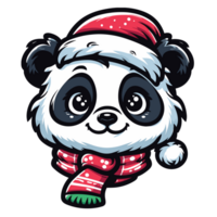 magnifique Noël Panda portant Père Noël chapeau - ai génératif png