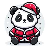 magnifique Noël Panda portant Père Noël chapeau - ai génératif png