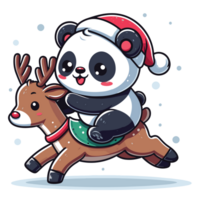 Beautiful Christmas Panda Wearing Santa Hat - Ai Generative png