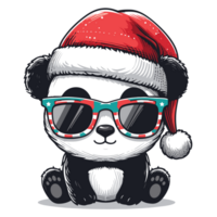 schön Weihnachten Panda tragen Santa Hut - - ai generativ png