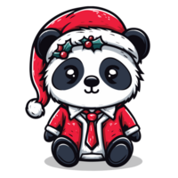 skön jul panda bär santa hatt - ai generativ png